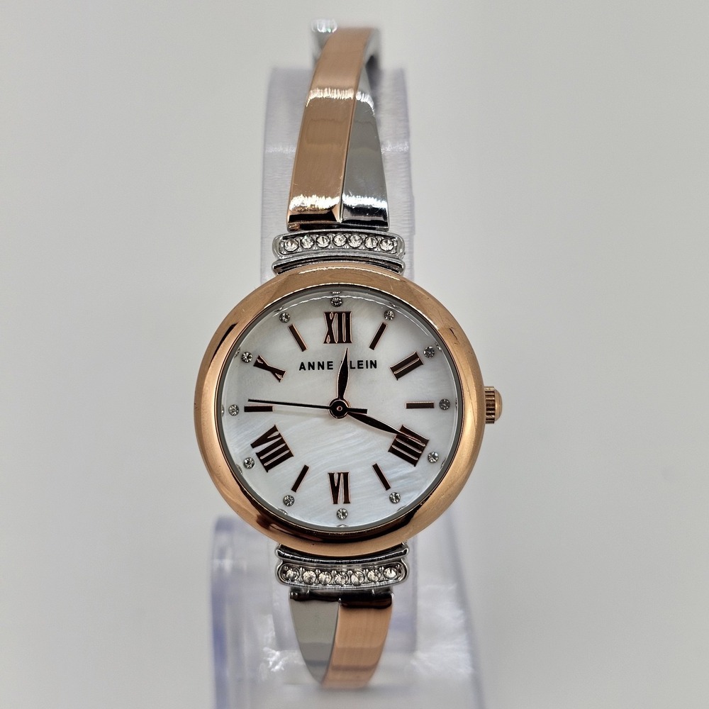 Anne Klein Women's Watch 26MM MOP Dial Two Tone Bracelet Band 6.5" New Battery
